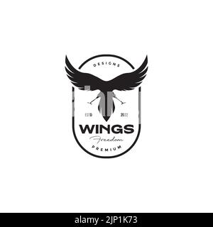 Logo mit Vogelflügeln und Pattentasche Stock Vektor