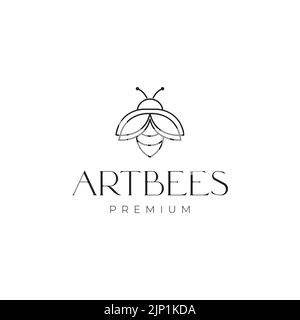 Feminines Design mit Bienenlinien-Logo Stock Vektor
