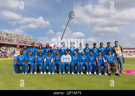 06-8-22 - das Women’s Indian Cricket Team auf dem Edgbaston Cricket Ground während der Commonwealth Games 2022 in Birmingham. Stockfoto