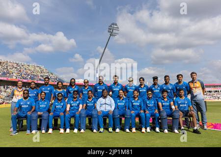 06-8-22 - das Women’s Indian Cricket Team auf dem Edgbaston Cricket Ground während der Commonwealth Games 2022 in Birmingham. Stockfoto