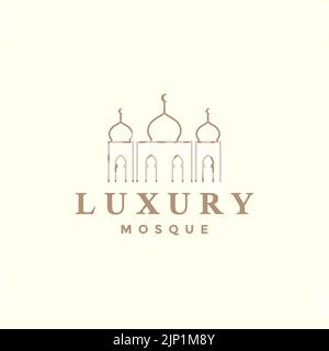 Linie Luxus Moschee-Logo-Design Stock Vektor