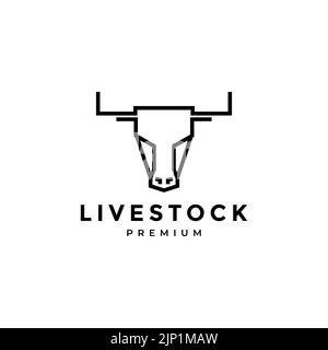 Linie minimal Kopf Kuh modernes Logo-Design Stock Vektor
