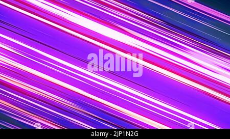 Anime-Geschwindigkeitslinien. Schnelle neon leuchtende blinkende Linien Streifen in lila rosa und kühlen blauen Farbe. 3D Abbildung Stockfoto