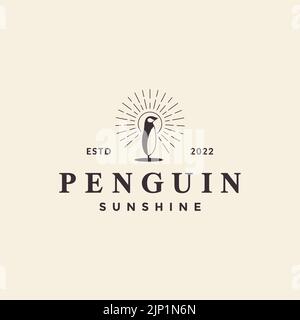 penguin Hipster Sunburst Logo-Design Stock Vektor