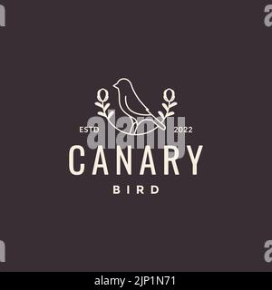 Hipster canary mit Blattlogo-Design Stock Vektor