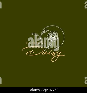 Ästhetische Linie feminines Daisy Flower Logo Stock Vektor
