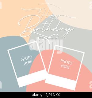 Happy Birthday to you Schriftzug Text Banner mit Fotorahmen. Vektorgrafik EPS.8 EPS.10 Stock Vektor