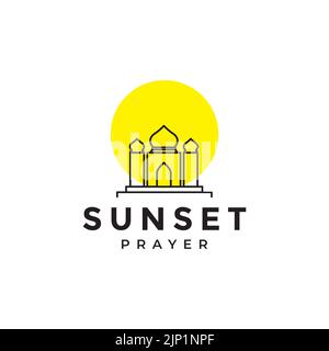 Design mit Moschee und ramadan-Logo bei Sonnenuntergang Stock Vektor