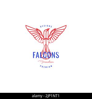 Farbenes Hipster-Vogel-Falken-Logo Stock Vektor