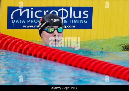 Rom, Italien. 15. August 2022. Der Belgier Roos Vanotterdijk wurde am Montag, den 15. August 2022, bei den Schwimmeuropameisterschaften in Rom, Italien, beim Rückenschlag der Frauen 100m in Aktion gezeigt. Die Schwimmeuropameisterschaften 2022 finden vom 11. Bis 21. August statt. BELGA FOTO NIKOLA KRSTIC Kredit: Belga Nachrichtenagentur/Alamy Live News Stockfoto