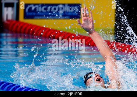 Rom, Italien. 15. August 2022. Der Belgier Roos Vanotterdijk wurde am Montag, den 15. August 2022, bei den Schwimmeuropameisterschaften in Rom, Italien, beim Rückenschlag der Frauen 100m in Aktion gezeigt. Die Schwimmeuropameisterschaften 2022 finden vom 11. Bis 21. August statt. BELGA FOTO NIKOLA KRSTIC Kredit: Belga Nachrichtenagentur/Alamy Live News Stockfoto