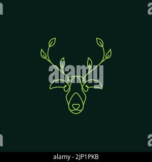 Art Hirsch mit Laub Horn Logo Design Stock Vektor