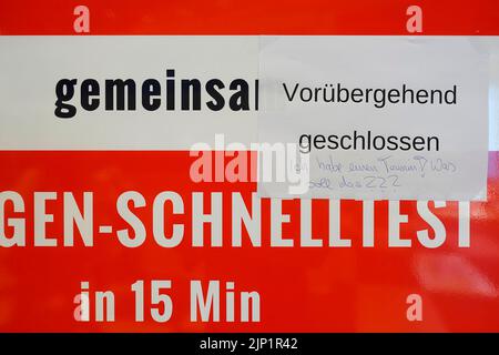 Geschlossene Teststation, vorübergehend geschlossen, Berlin, Deutschland Stockfoto
