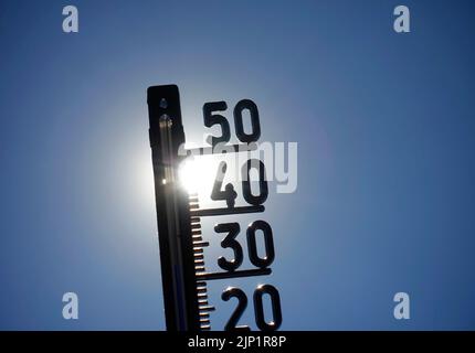 Thermometer, Hitzewelle in Deutschland Stockfoto