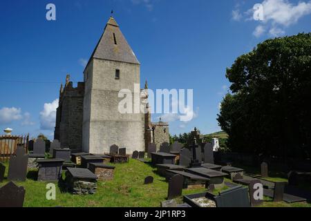 Llaneilian Church, Point Lynas, Anglesey, Nordwales. Stockfoto