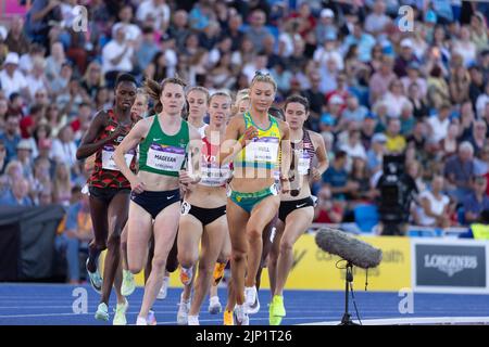 07-8-22 - Ciara Mageean, Nordirland & Linden Hall, Australien, im 1500 Meter langen Damenfinale bei den Commonwealth Games 2022 in Birmingham. Stockfoto