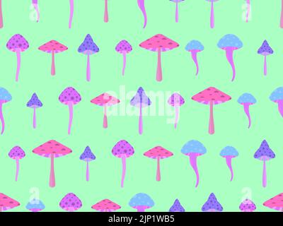 Toadstool Pilze nahtlose Muster. Pilze mit roten Kappen. Nicht essbare giftige Pilze. Design für Plakate, Banner und Werbe-i Stock Vektor