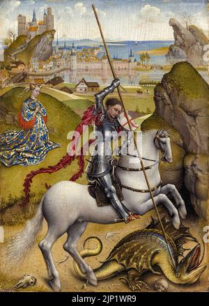 St. George und der Drache, Ölgemälde auf Tafel von Rogier van der Weyden, 1432-1435 Stockfoto