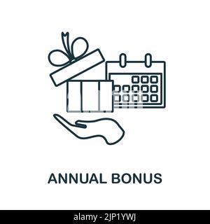 Flaches Symbol für den Jahresbonus. Farbiger Elementschild aus der Sammlung der Auditoren. Flaches jährliches Bonus-Symbol für Webdesign, Infografiken und mehr. Stock Vektor