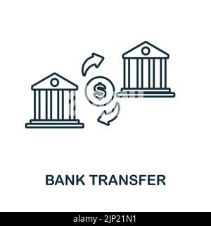 Symbol für die Banküberweisung. Monochromes einfaches Umrisssymbol für Vorlagen, Webdesign und Infografiken Stock Vektor