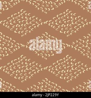 Moderne Vektor horizontale Raute Form Argyle nahtlose Muster Hintergrund. Naive Doodle Wellen Rauten erdigen braun weißen Hintergrund. Abstraktes Ätzen Stock Vektor