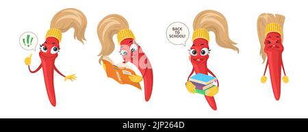 Cute Schule Pinsel Charakter isoliert Vektor-Set Stock Vektor