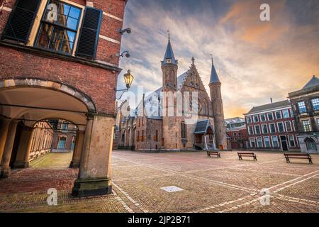 Den Haag, Niederlande, in der Morningzeit am Ridderzaal. Stockfoto