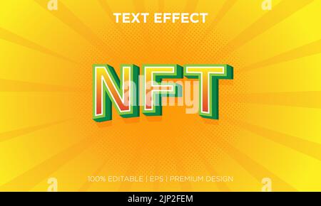 Ein Banner mit „NFT“-Text, der auf einem hellgelben Hintergrund isoliert ist Stock Vektor