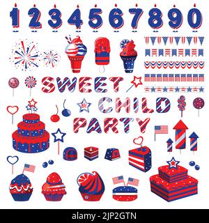 Sweets Party USA Design Elemente Stock Vektor