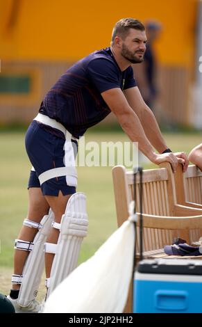 Südafrikas Aiden Markram während einer Nets-Sitzung am Lord's Cricket Ground, London. Bilddatum: Montag, 15. August 2022. Stockfoto