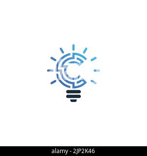 Initial Letter C mit Lamp oder Idea Logo Design, perfekt für Blog, Poster oder Webbanner Stock Vektor