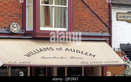 Williams of Audlem, Manchester House, Williams of Audlem Ltd, Shropshire St, Audlem, Crewe, Cheshire, ENGLAND, GROSSBRITANNIEN, CW3 0AG Stockfoto