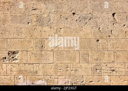 Mauerwerk, Steinmauer, Sandsteinmauer, Mauerwerk, Steinmauern, Sandsteinwände Stockfoto