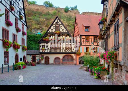 Malerisches Dorf Kaysersberg im Elsass, Frankreich Stockfoto