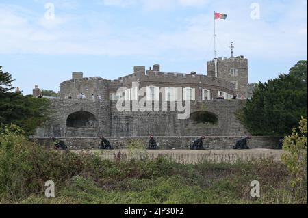 Kanone auf den Wällen einer englischen Artilleriefestung. Stockfoto