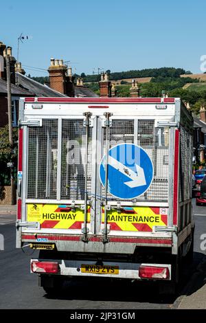 Dorking, Surrey Hills, London, Großbritannien, August 13 2022, auf der Straße geparkter Müll- oder Müllkologewagen Stockfoto