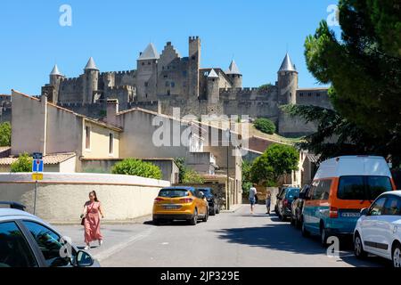 Citadel Citie de Carcassonne in Frankreich. Stockfoto