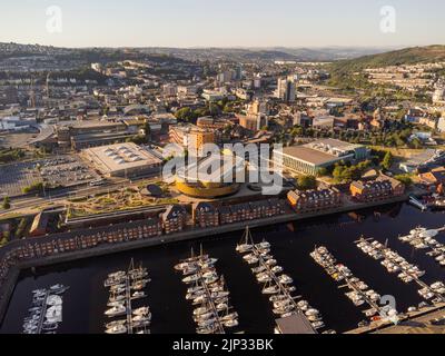 Luftaufnahmen der neuen Swansea Arena August 2022 Stockfoto