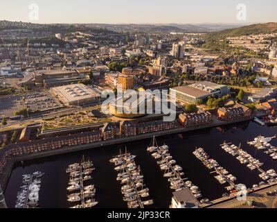 Luftaufnahmen der neuen Swansea Arena August 2022 Stockfoto