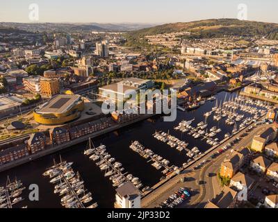 Luftaufnahmen der neuen Swansea Arena August 2022 Stockfoto