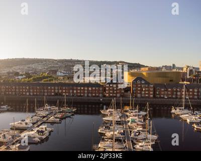 Luftaufnahmen der neuen Swansea Arena August 2022 Stockfoto