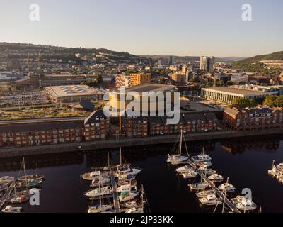 Luftaufnahmen der neuen Swansea Arena August 2022 Stockfoto