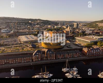 Luftaufnahmen der neuen Swansea Arena August 2022 Stockfoto