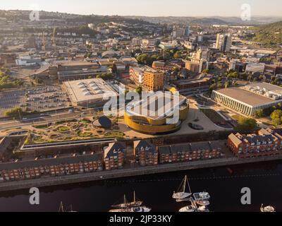 Luftaufnahmen der neuen Swansea Arena August 2022 Stockfoto