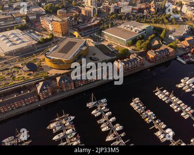 Luftaufnahmen der neuen Swansea Arena August 2022 Stockfoto