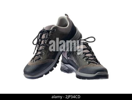 Ein Paar klassische Leder elegante Herrenschuhe isoliert weißen Hintergrund Stockfoto