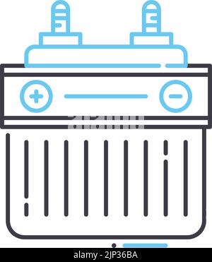 auto-Batterie-Liniensymbol, Umrisssymbol, Vektordarstellung, Konzeptschild Stock Vektor