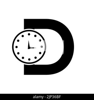 Vektor-Vorlage für Logo-Design mit D-Uhr Stock Vektor