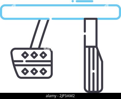 Symbol für Pedallinie der Fahrgeberbremse, Umrisssymbol, Vektorgrafik, Konzeptschild Stock Vektor