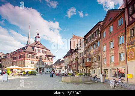 Historische Stadt Stein am Rhein (Stein am Rhein, Schaffhausen), Schweiz, Europa Stockfoto